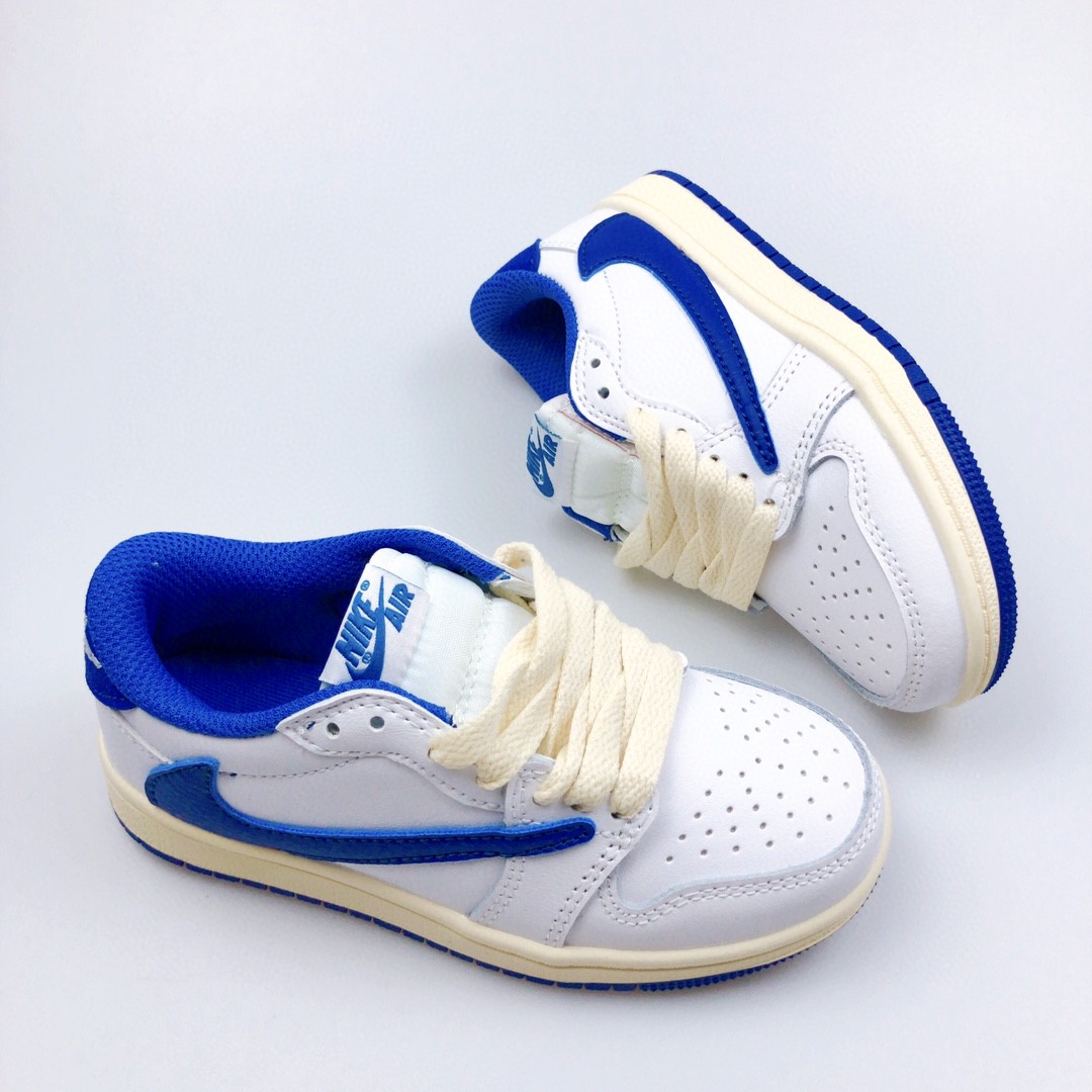 Youth Running Weapon Air Jordan 1 x Travis Scott White/Royal Shoes 003